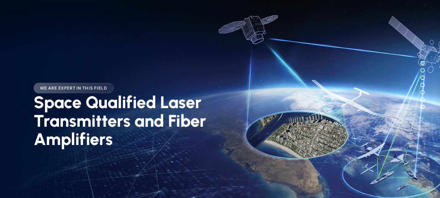 Nuphoton Technologies homepage hero — Space Qualified Laser Transmitters and Fiber Amplifiers headline with product imagery