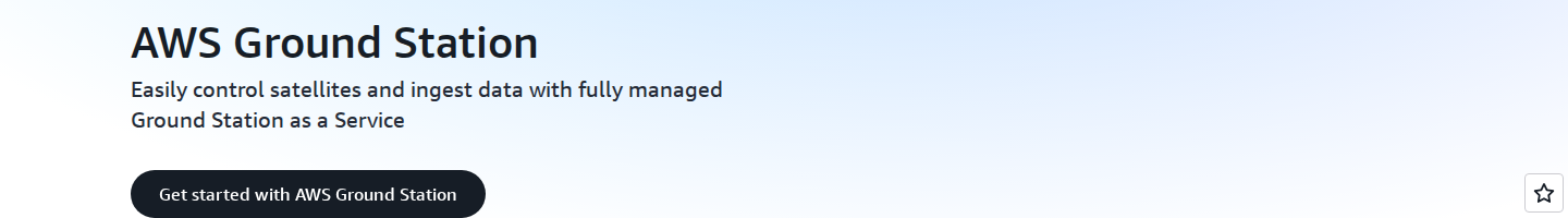 AWS Ground Station product hero showing the service headline, cloud-native sub-headline, and primary CTA button