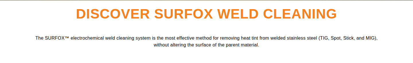Walter SURFOX weld cleaning system hero with headline, SURFOX Max product image, and Request a Demo CTA