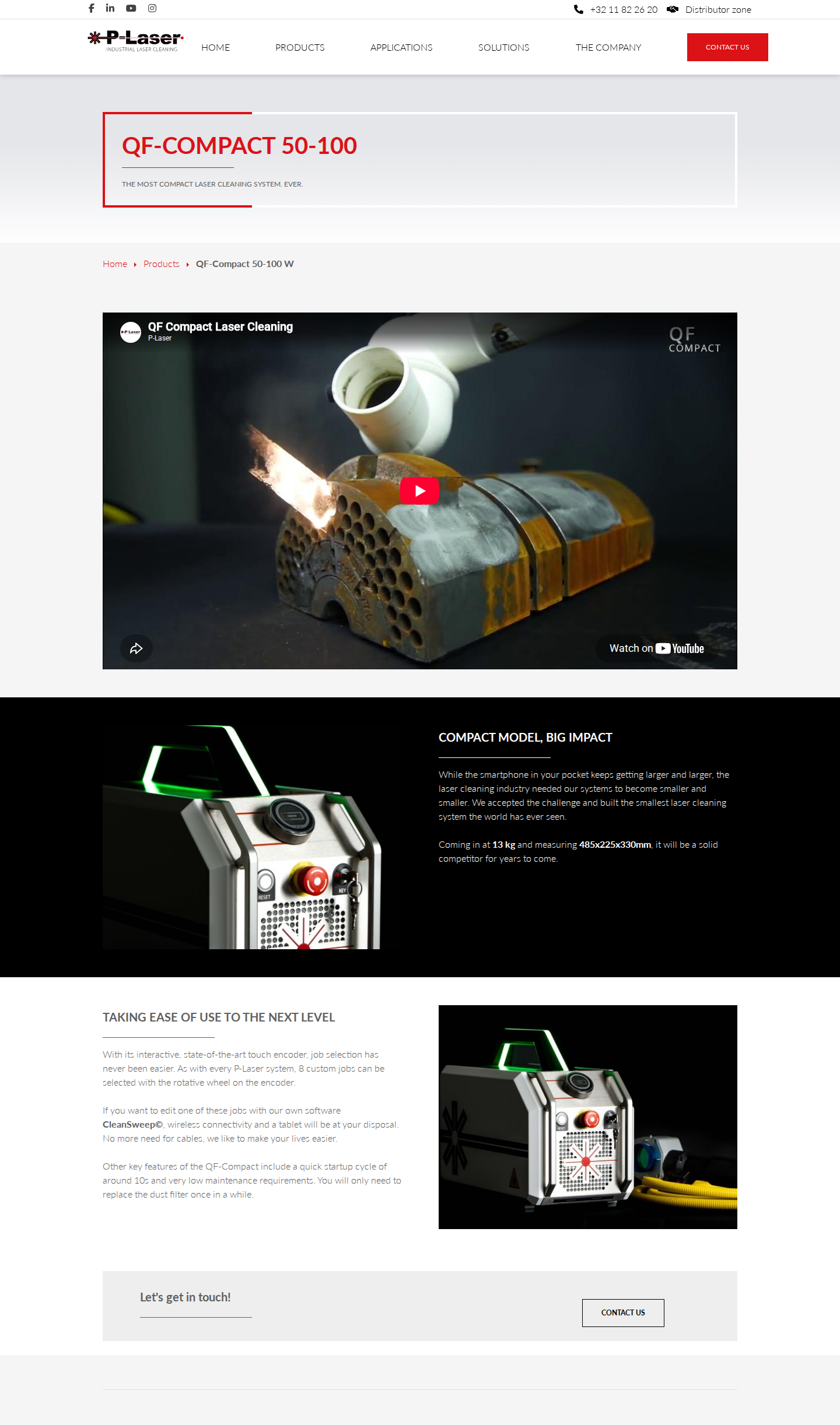 P-Laser QF-Compact 50-100 W portable laser cleaning unit hero with headline and product photo