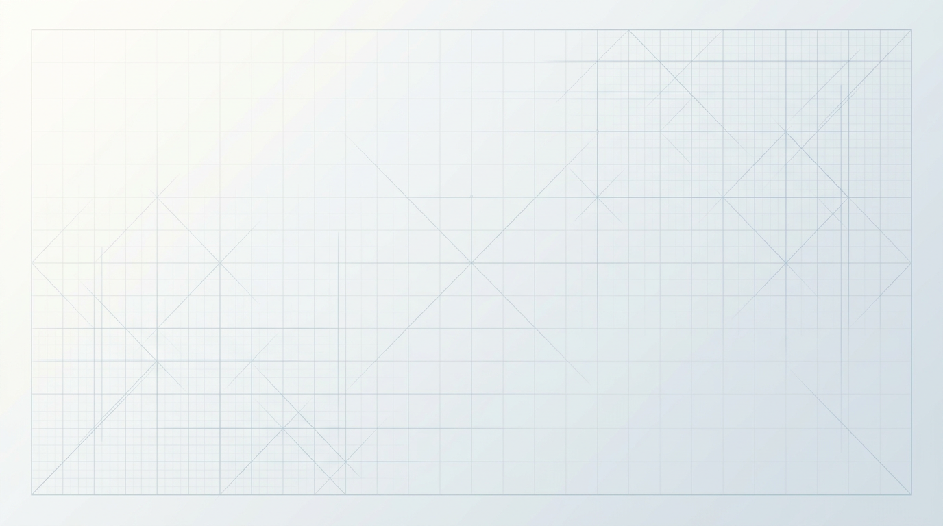 Clean industrial workspace with light grey gradient background, faint geometric grid pattern, and subtle blue-grey technical drawing lines suggesting precision engineering environment.